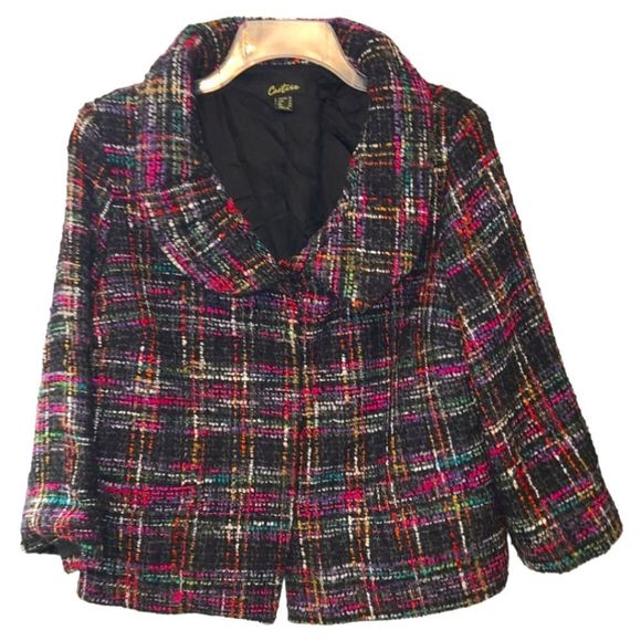 Cartise Plaid Tweed Jacket - Picture 1 of 10